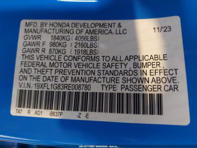 2024 HONDA CIVIC 19XFL1G83RE008780 Photo 8