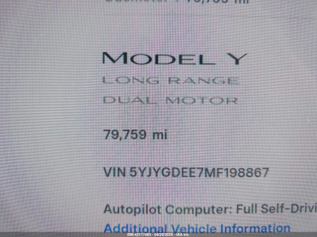 5YJYGDEE7MF198867 Tesla Model Y Long Range Dual Motor All-wheel Drive