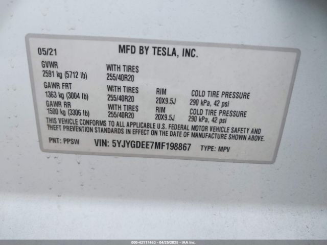 5YJYGDEE7MF198867 Tesla Model Y Long Range Dual Motor All-wheel Drive