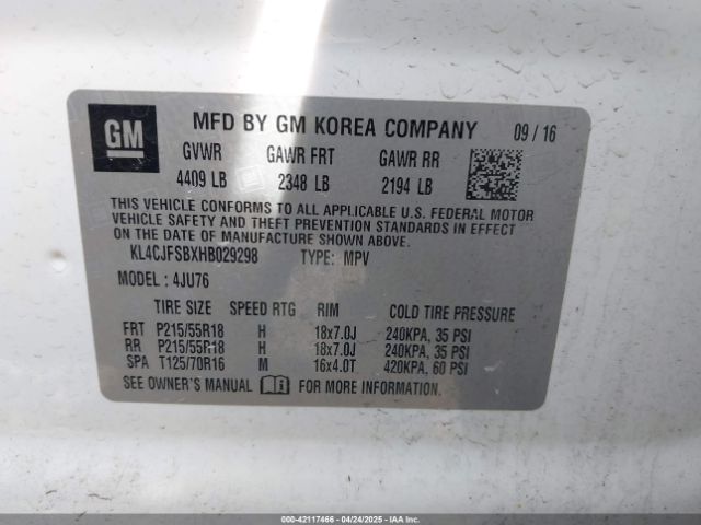 KL4CJFSBXHB029298 Buick Encore Preferred Ii