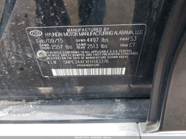 5NPE34AFXFH183376 Hyundai Sonata Sport