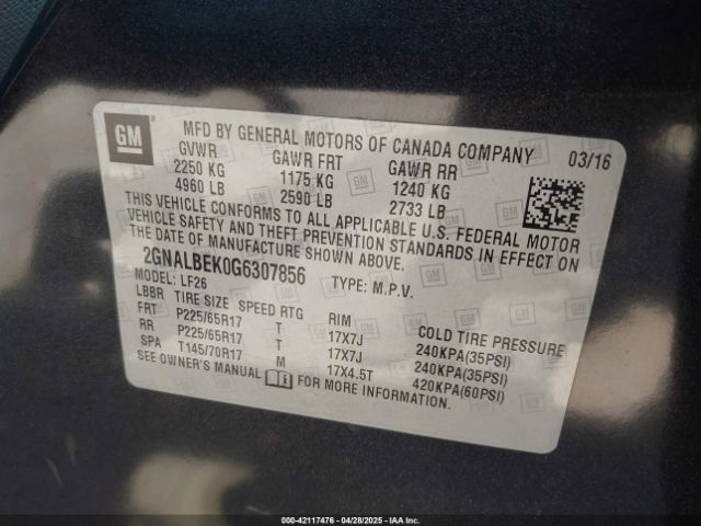 2GNALBEK0G6307856 Chevrolet EQUINOX LS