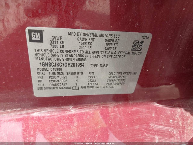 Chevrolet Suburban Ltz 2016 1GNSCJKC7GR201954 Image 9