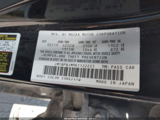 JM1BPBJM9K1122225 Mazda MAZDA3 HATCHBACK