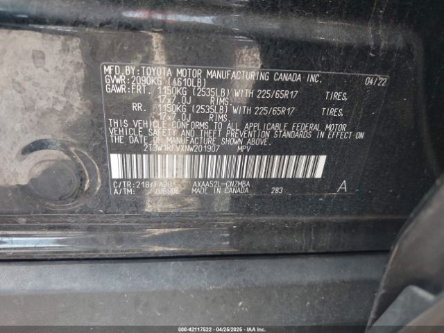 2022 TOYOTA RAV4 2T3W1RFVXNW201907 Photo 8