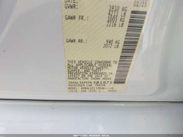 1N4AL3AP4FN381975 Nissan Altima 2.5 S
