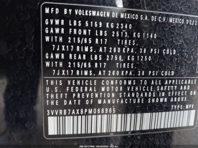 2023 VOLKSWAGEN TIGUAN 3VVRB7AX8PM068965 Photo 8
