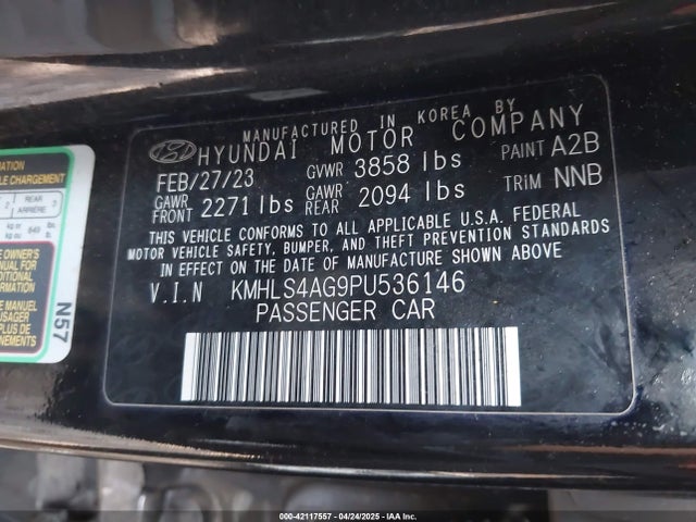 KMHLS4AG9PU536146 Hyundai ELANTRA SEL