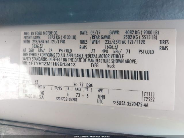 1FTYR1ZM1HKB13413 Ford Transit-250