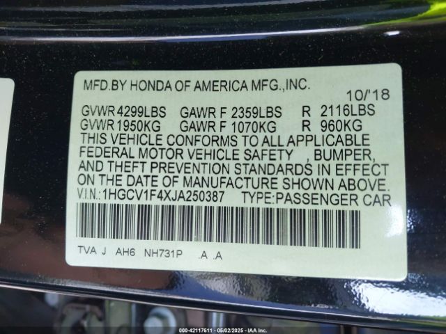 1HGCV1F4XJA250387 Honda ACCORD EX