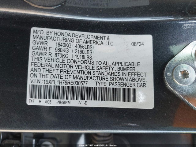 19XFL1H79RE030577 Honda Civic Ex-l