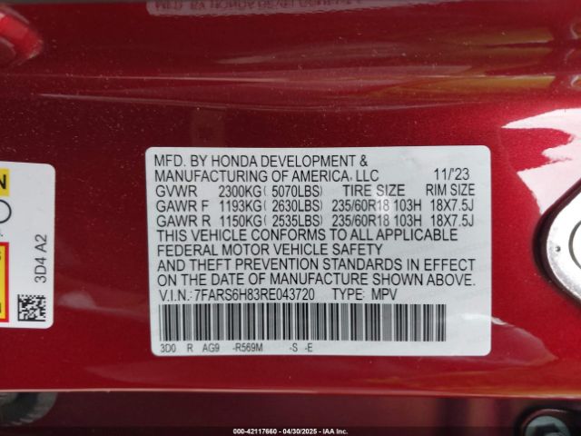 7FARS6H83RE043720 Honda Cr-v Hybrid Sport-l