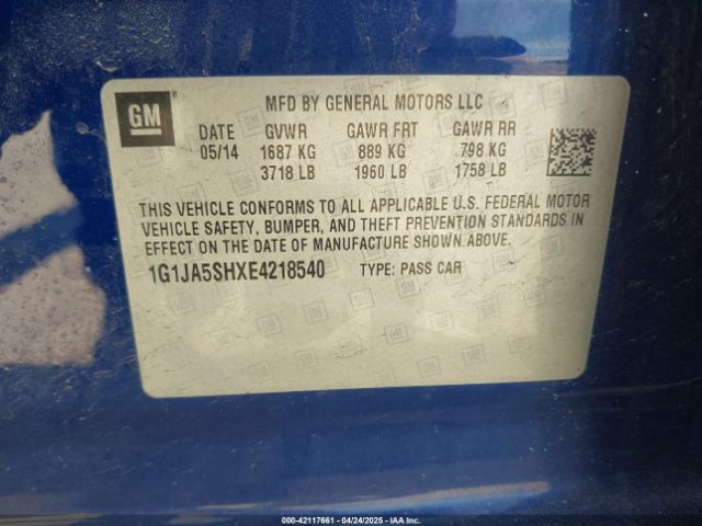 1G1JA5SHXE4218540 Chevrolet Sonic Ls Auto