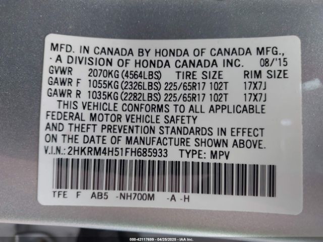2HKRM4H51FH685933 Honda CR-V EX