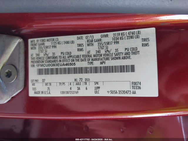 1FMCU0G93EUA46505 Ford ESCAPE SE