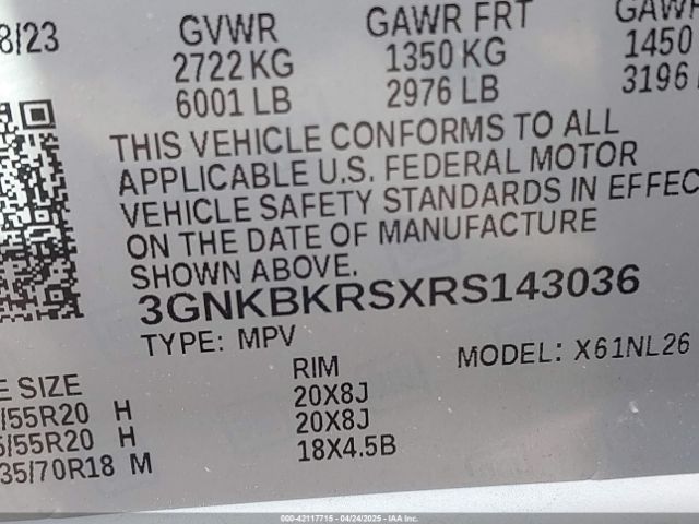 3GNKBKRSXRS143036 Chevrolet Blazer Awd Rs