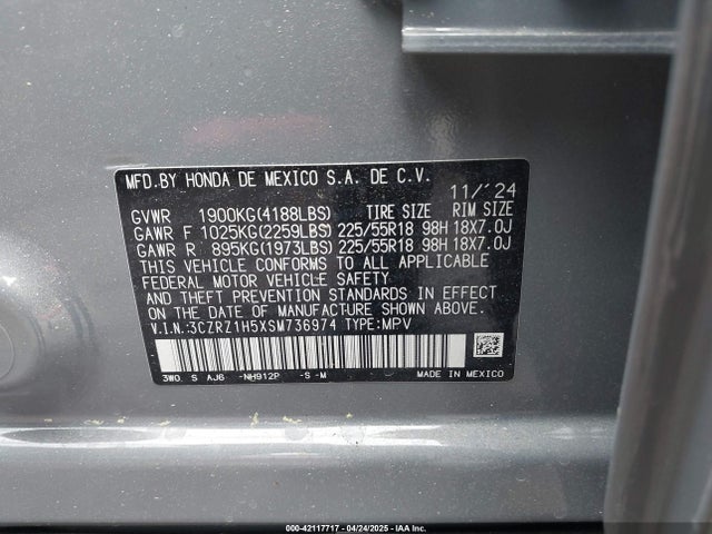 3CZRZ1H5XSM736974 Honda k20z5