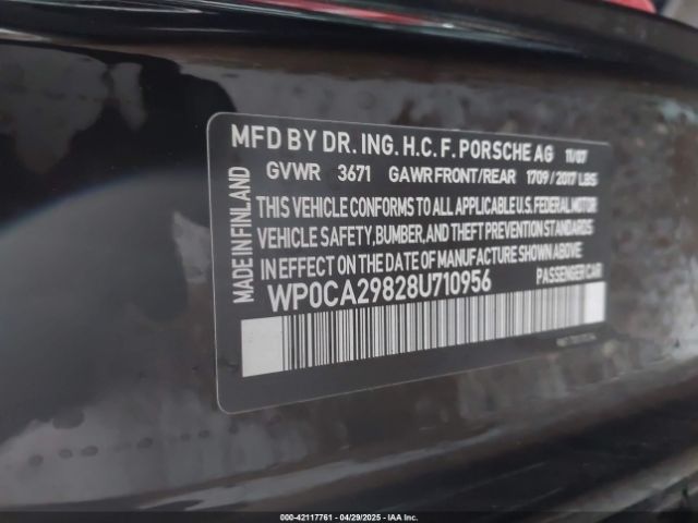 2008 PORSCHE BOXSTER WP0CA29828U710956 Photo 8