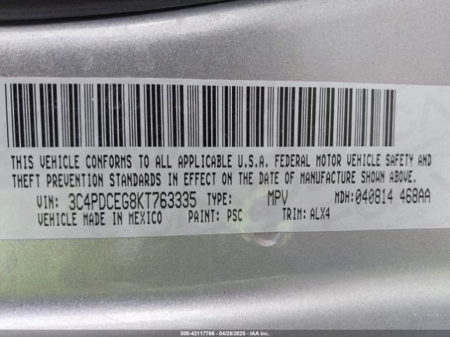 3C4PDCEG8KT763335 Dodge JOURNEY GT