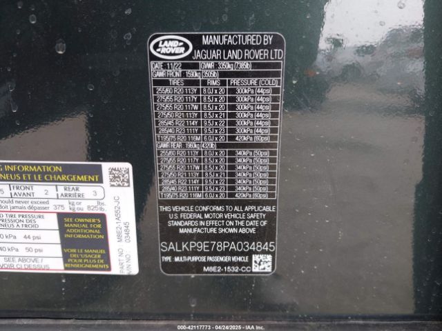 SALKP9E78PA034845 Land Rover Range Rover P530 Se