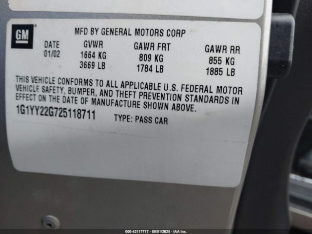 2002 CHEVROLET CORVETTE 1G1YY22G725118711 Photo 8