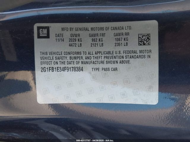 2G1FB1E34F9178384 Chevrolet Camaro 2ls