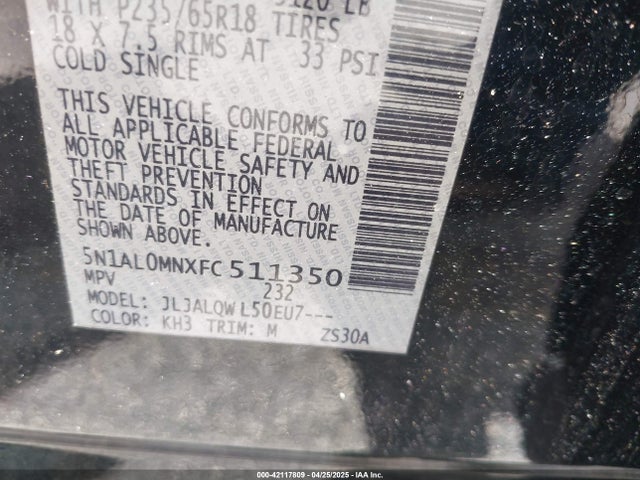 5N1AL0MNXFC511350 Infiniti QX60