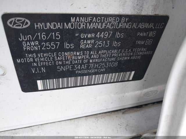 5NPE34AF7FH253108 Hyundai Sonata Sport