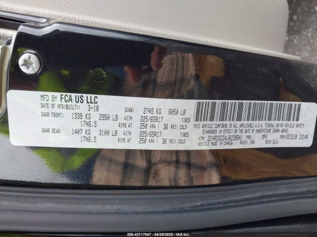 2C4RDGCG4JR239541 Dodge Grand Caravan Sxt
