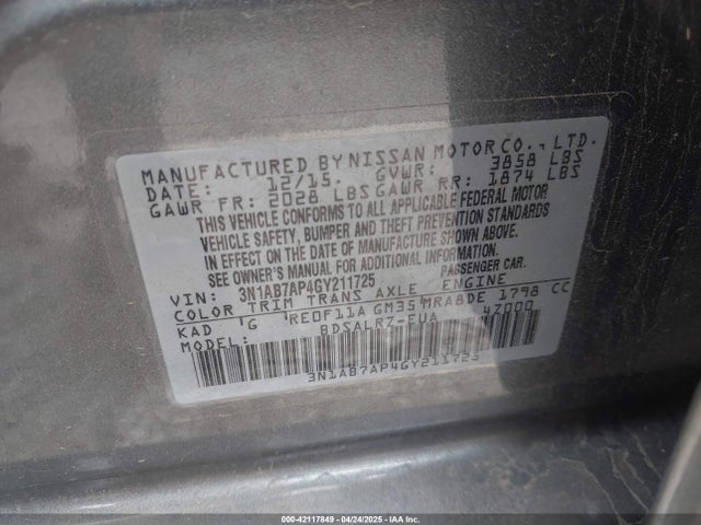 3N1AB7AP4GY211725 Nissan SENTRA SR