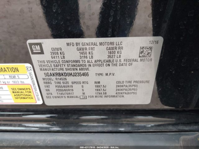 5GAKRBKD0HJ235466 Buick Enclave Leather