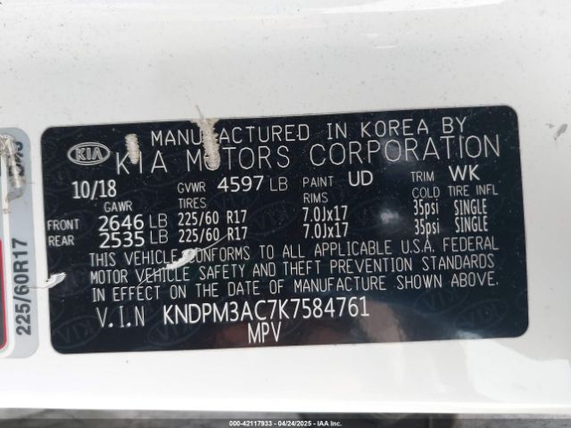 KNDPM3AC7K7584761 KIA Sportage Lx