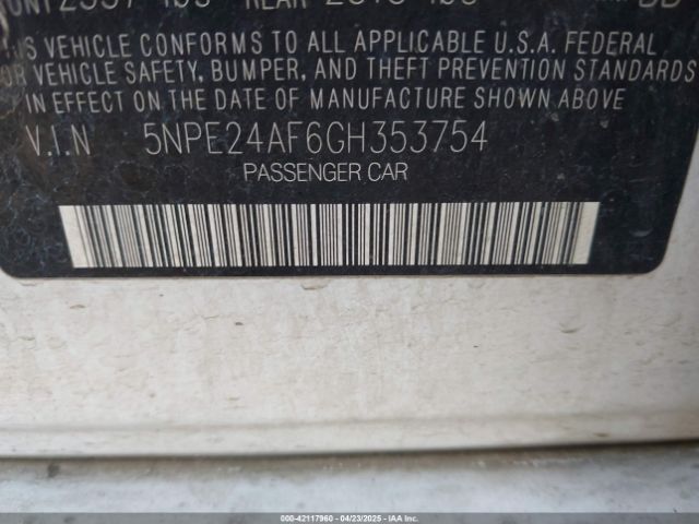 5NPE24AF6GH353754 Hyundai SONATA SE