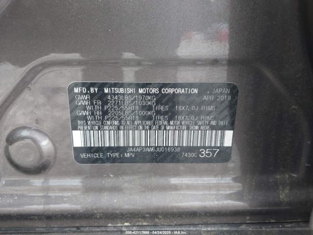 JA4AP3AW6JU016938 Mitsubishi Outlander Sport 2.4 Se