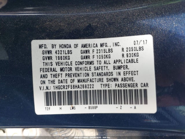 1HGCR2F56HA268222 Honda Accord Sport
