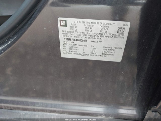 Chevrolet EQUINOX 1LT 2014 2GNFLFEK4E6369965 Image 9