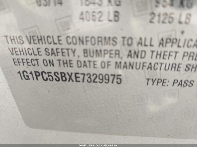 Chevrolet Cruze 1lt Auto 2014 1G1PC5SBXE7329975 Image 9