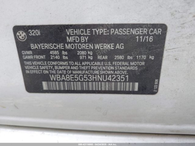 2017 BMW 320I WBA8E5G53HNU42351 Photo 8