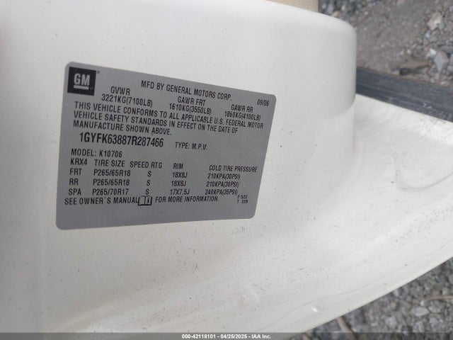2007 CADILLAC ESCALADE 1GYFK63887R287466 Photo 8