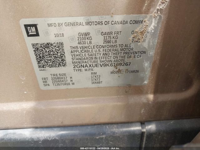 2GNAXUEV9K6169267 Chevrolet EQUINOX LT