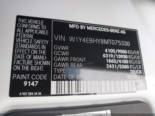 W1Y4EBHY8MT075330 Mercedes-Benz Sprinter 2500 Standard Roof V6