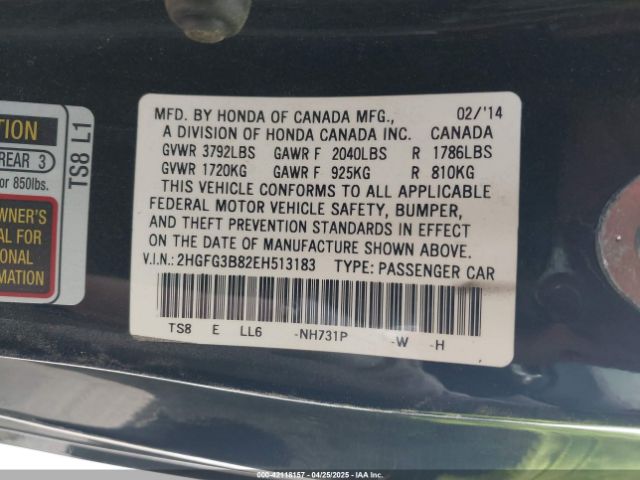 2HGFG3B82EH513183 Honda CIVIC EX