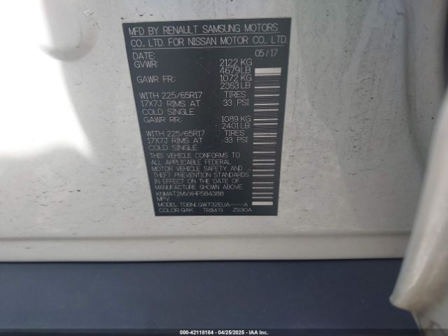 KNMAT2MVXHP584388 Nissan ROGUE SV