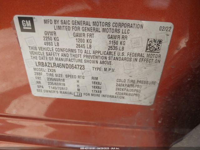 LRBAZLR46ND064723 Buick Envision Fwd Preferred