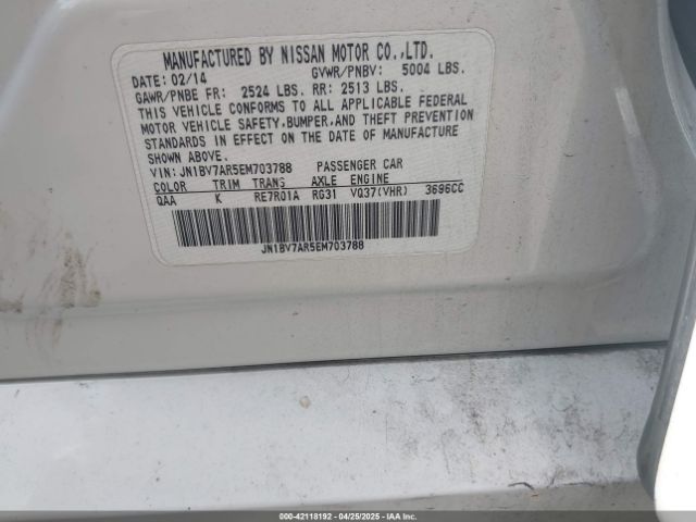 JN1BV7AR5EM703788 Infiniti Q50
