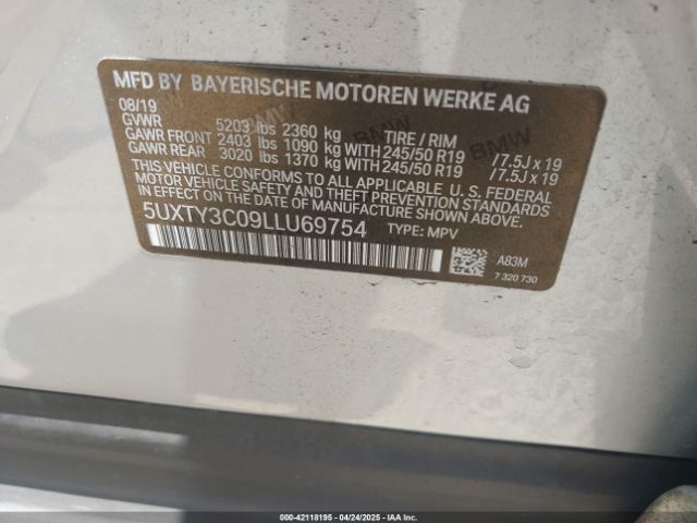 5UXTY3C09LLU69754 BMW X3 Sdrive30i