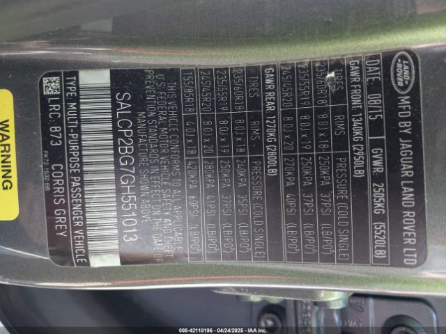 SALCP2BG7GH551013 Land Rover Discovery Sport Se