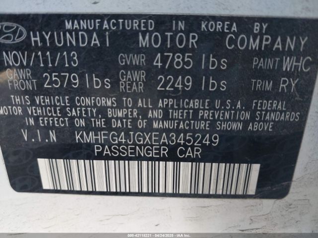 KMHFG4JGXEA345249 Hyundai Azera