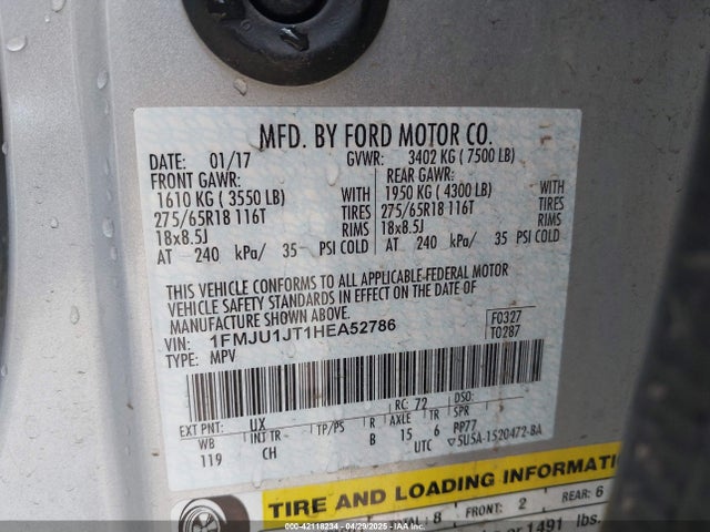 1FMJU1JT1HEA52786 Ford 3.5l gtdi ffv/gasoline