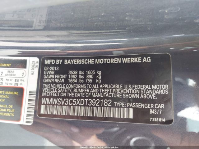 2013 MINI HARDTOP WMWSV3C5XDT392182 Photo 8